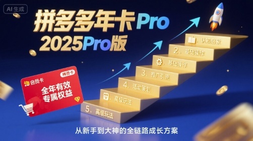 拼多多年卡2025Pro版,五大板块从认知到基础、从推广到活动、从活动到玩法网创吧-网创项目资源站-副业项目-创业项目-搞钱项目网创吧