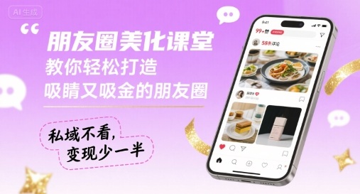 朋友圈美化课堂,教你轻松打造,吸睛又吸金的朋友圈,私域不看,变现少一半网创吧-网创项目资源站-副业项目-创业项目-搞钱项目网创吧