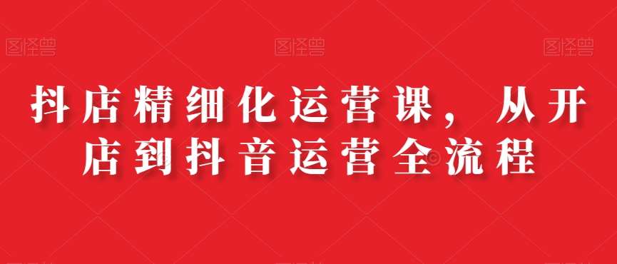 抖店精细化运营课,从开店到抖音运营全流程网创吧-网创项目资源站-副业项目-创业项目-搞钱项目网创吧
