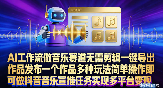 AI工作流做音乐赛道,无需剪辑,一键导出作品发布,一个作品多种玩法,简单操作即可做抖音音乐宣推任务网创吧-网创项目资源站-副业项目-创业项目-搞钱项目网创吧