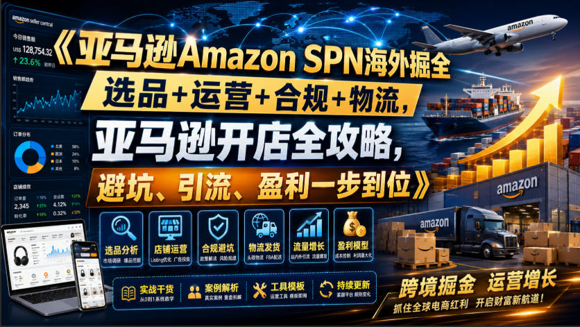 亚马逊Amazon SPN海外掘全,选品+运营+合规+物流,亚马逊开店全攻略,避坑、引流、盈利一步到位网创吧-网创项目资源站-副业项目-创业项目-搞钱项目网创吧