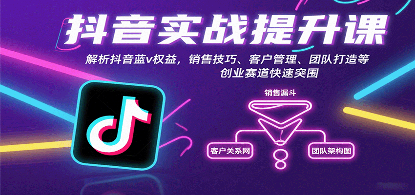 抖音实战提升课:解析抖音蓝v权益,销售技巧、客户管理、团队打造等创业赛道快速突围网创吧-网创项目资源站-副业项目-创业项目-搞钱项目网创吧