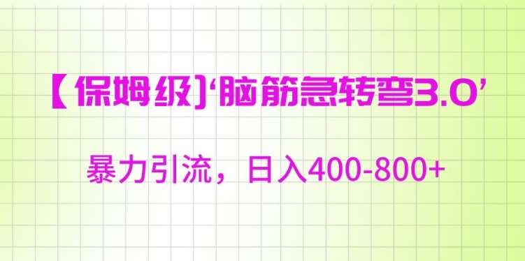 保姆级脑筋急转弯3.0,暴力引流,日入400-800+【揭秘】网创吧-网创项目资源站-副业项目-创业项目-搞钱项目网创吧