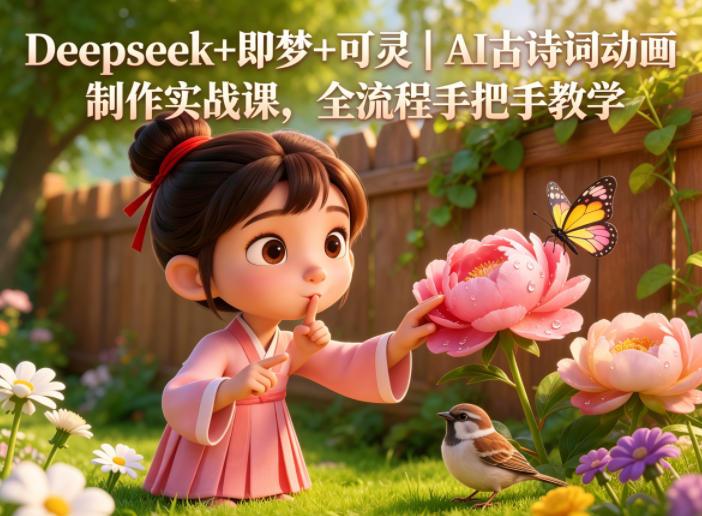 Deepseek+即梦+可灵|AI古诗词动画制作实战课,全流程手把手教学网创吧-网创项目资源站-副业项目-创业项目-搞钱项目网创吧