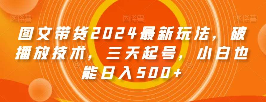图文带货2024最新玩法,破播放技术,三天起号,小白也能日入500+【揭秘】网创吧-网创项目资源站-副业项目-创业项目-搞钱项目网创吧