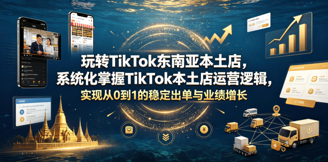 玩转TikTok东南亚本土店,系统化掌握TikTok本土店运营逻辑,实现从0到1的稳定出单与业绩增长网创吧-网创项目资源站-副业项目-创业项目-搞钱项目网创吧