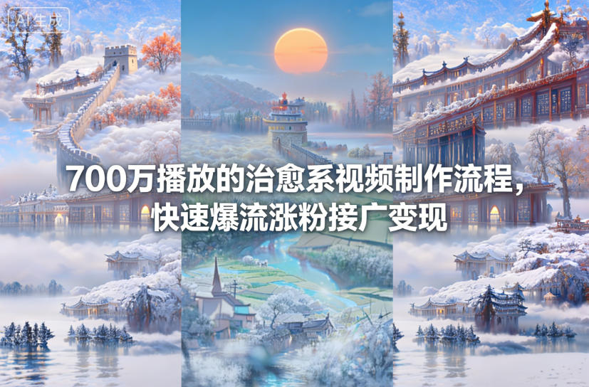 700万播放的治愈系视频制作流程,快速爆流涨粉接广变现网创吧-网创项目资源站-副业项目-创业项目-搞钱项目网创吧