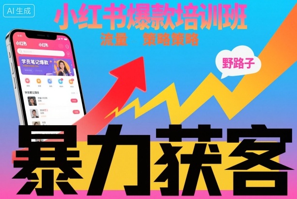 小红书爆款培训班,小红书获客野路子流量打法,暴力持续获客网创吧-网创项目资源站-副业项目-创业项目-搞钱项目网创吧