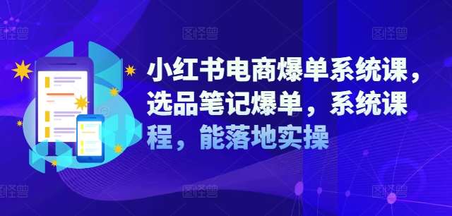小红书电商爆单系统课,选品笔记爆单,系统课程,能落地实操网创吧-网创项目资源站-副业项目-创业项目-搞钱项目网创吧