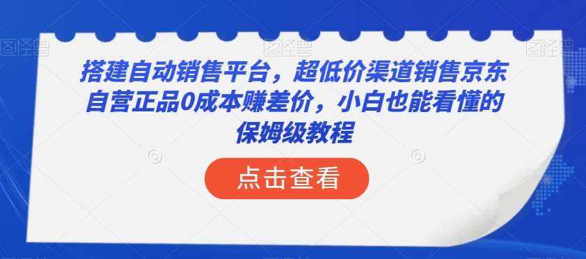 搭建自动销售平台,超低价渠道销售京东自营正品0成本赚差价,小白也能看懂的保姆级教程【揭秘】网创吧-网创项目资源站-副业项目-创业项目-搞钱项目网创吧