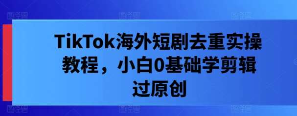 TikTok海外短剧去重实操教程,小白0基础学剪辑过原创网创吧-网创项目资源站-副业项目-创业项目-搞钱项目网创吧