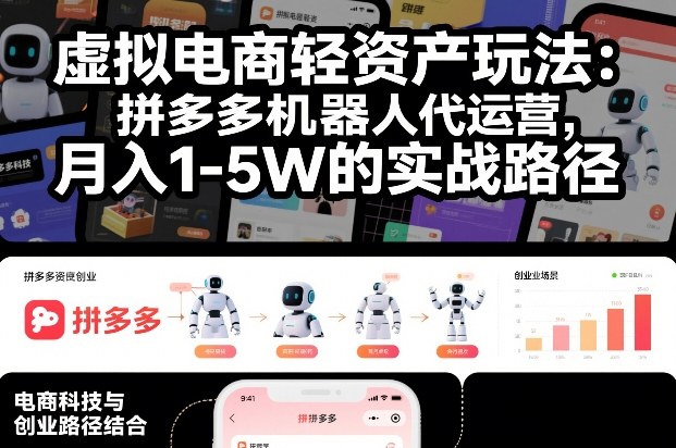 虚拟电商轻资产玩法:拼多多机器人代运营,月入1-5W的实战路径【揭秘】网创吧-网创项目资源站-副业项目-创业项目-搞钱项目网创吧
