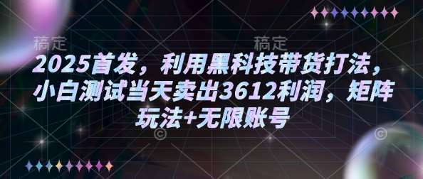 2025首发,利用黑科技带货打法,小白测试当天卖出3612利润,矩阵玩法+无限账号【揭秘】网创吧-网创项目资源站-副业项目-创业项目-搞钱项目网创吧