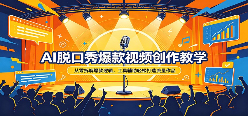 AI脱口秀爆款视频创作教学：从零拆解爆款逻辑，工具辅助轻松打造流量作品网创吧-网创项目资源站-副业项目-创业项目-搞钱项目网创吧