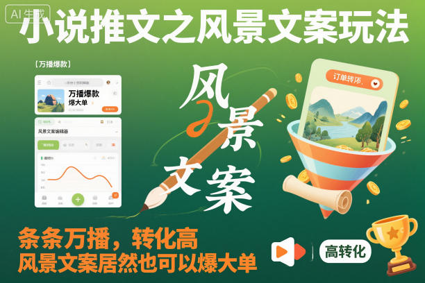 小说推文之风景文案玩法,条条万播,转化高,风景文案居然也可以爆大单!网创吧-网创项目资源站-副业项目-创业项目-搞钱项目网创吧