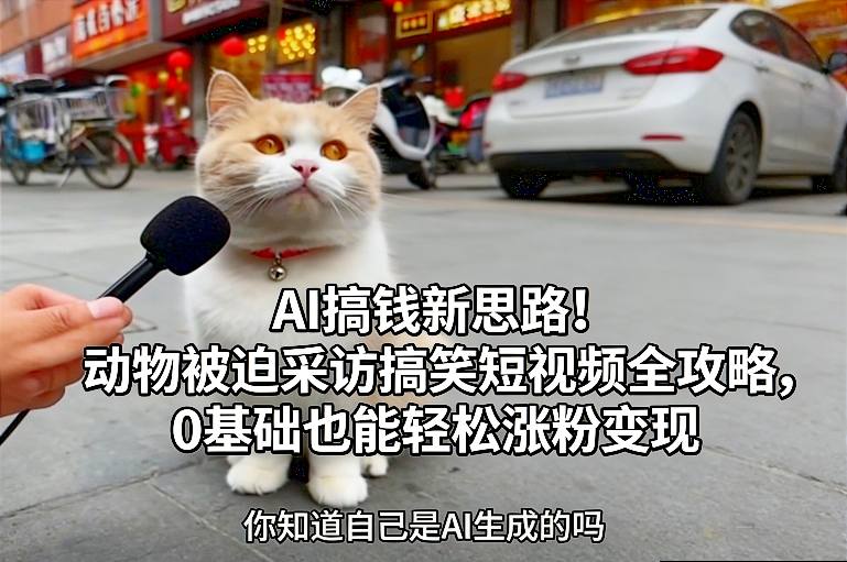 AI搞钱新思路！动物被迫采访搞笑短视频全攻略，0基础也能轻松涨粉变现网创吧-网创项目资源站-副业项目-创业项目-搞钱项目网创吧