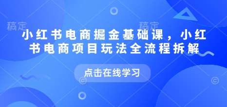 小红书电商掘金课,小红书电商项目玩法全流程拆解网创吧-网创项目资源站-副业项目-创业项目-搞钱项目网创吧