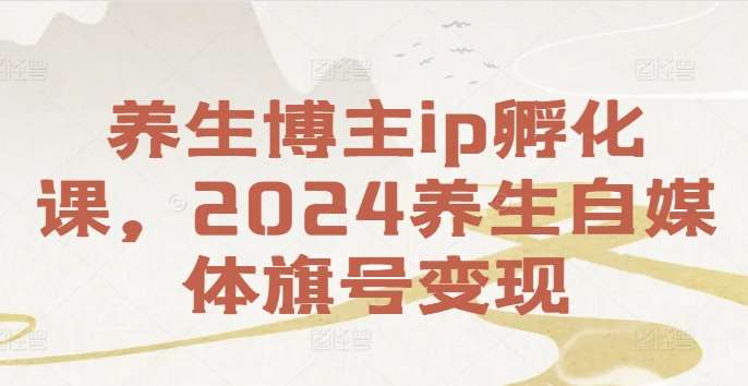 养生博主ip孵化课,2024养生自媒体旗号变现网创吧-网创项目资源站-副业项目-创业项目-搞钱项目网创吧