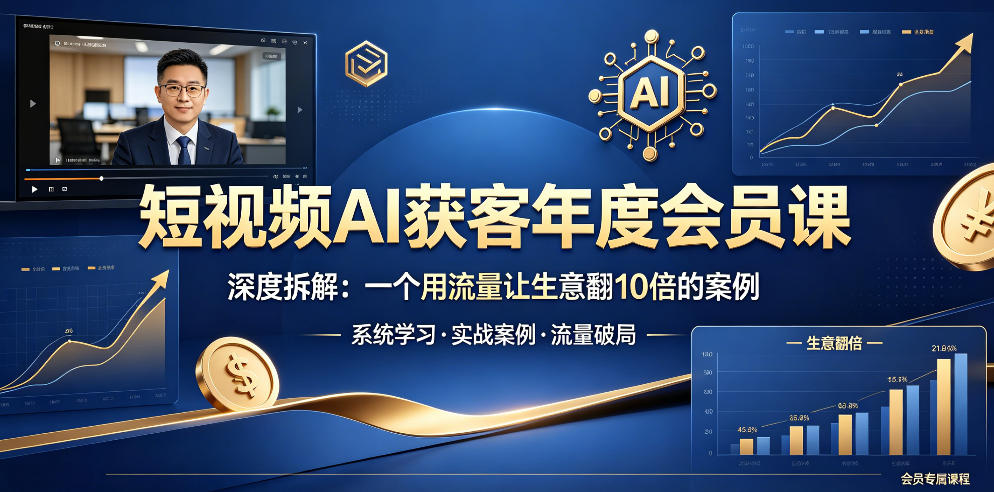 短视频AI获客年度会员课,深度拆解,一个用流量让生意翻10倍的案例网创吧-网创项目资源站-副业项目-创业项目-搞钱项目网创吧