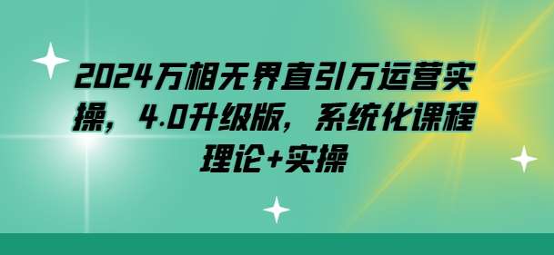 2024万相无界直引万运营实操，4.0升级版，系统化课程 理论+实操网创吧-网创项目资源站-副业项目-创业项目-搞钱项目网创吧