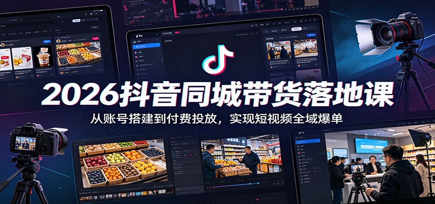 2026抖音同城带货落地课：从账号搭建到付费投放，实现短视频全域爆单网创吧-网创项目资源站-副业项目-创业项目-搞钱项目网创吧
