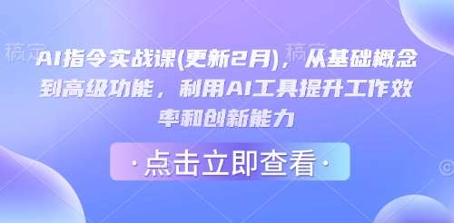 AI指令实战课(更新2月),从基础概念到高级功能,利用AI工具提升工作效率和创新能力网创吧-网创项目资源站-副业项目-创业项目-搞钱项目网创吧