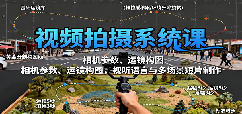 视频拍摄系统课：相机参数、运镜构图，视听语言与多场景短片制作网创吧-网创项目资源站-副业项目-创业项目-搞钱项目网创吧