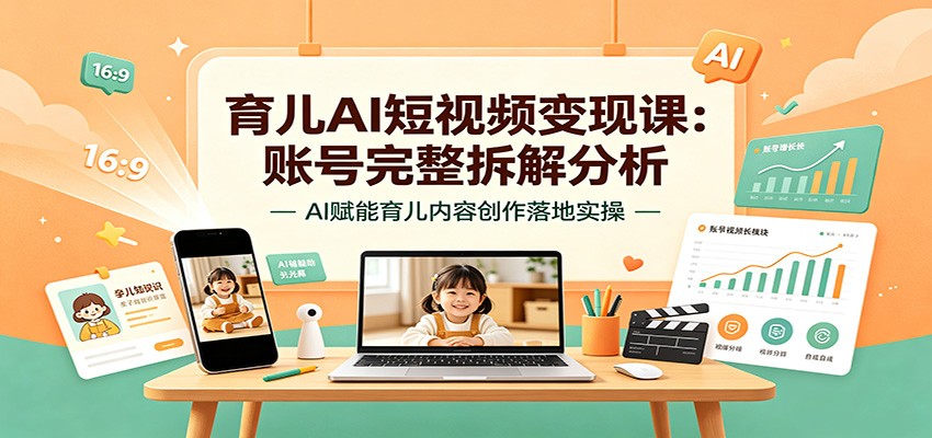 育儿AI短视频变现课:账号完整拆解分析,AI赋能育儿内容创作落地实操网创吧-网创项目资源站-副业项目-创业项目-搞钱项目网创吧