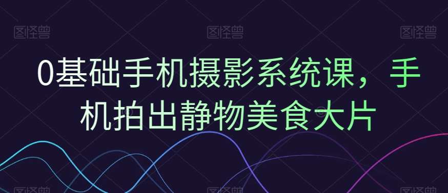 0基础手机摄影系统课，手机拍出静物美食大片网创吧-网创项目资源站-副业项目-创业项目-搞钱项目网创吧