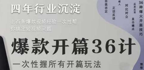 爆款开篇36计2.0,爆款短视频,一次性掌握所有开篇玩法网创吧-网创项目资源站-副业项目-创业项目-搞钱项目网创吧