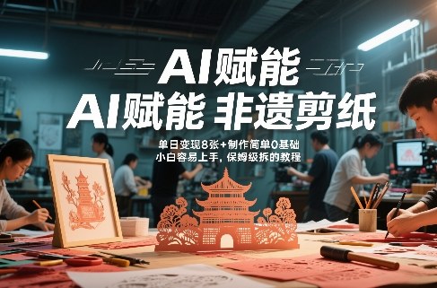 AI赋能非遗剪纸,地标性建筑爆款视频,单日变现8张+制作简单0基础,小白容易上手,保姆级拆解教程网创吧-网创项目资源站-副业项目-创业项目-搞钱项目网创吧