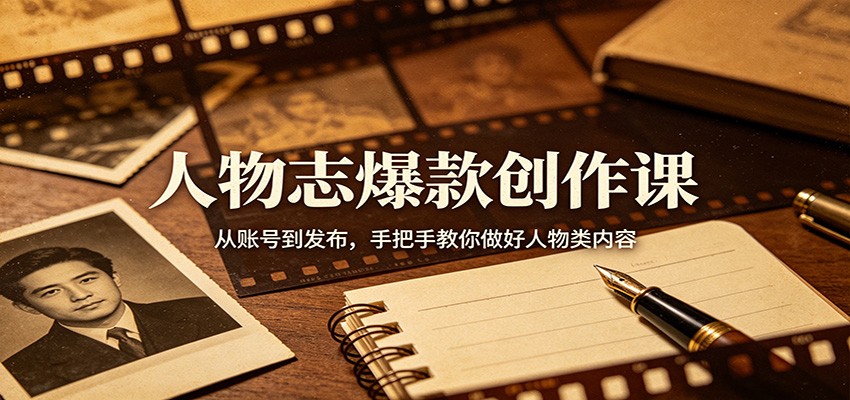 人物志爆款创作课：从账号到发布，手把手教你做好人物类内容网创吧-网创项目资源站-副业项目-创业项目-搞钱项目网创吧