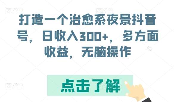 打造一个治愈系夜景抖音号,日收入300+,多方面收益,无脑操作【揭秘】网创吧-网创项目资源站-副业项目-创业项目-搞钱项目网创吧