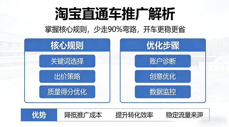 淘宝直通车推广解析，掌握核心规则，少走90%弯路，开车更稳更省网创吧-网创项目资源站-副业项目-创业项目-搞钱项目网创吧
