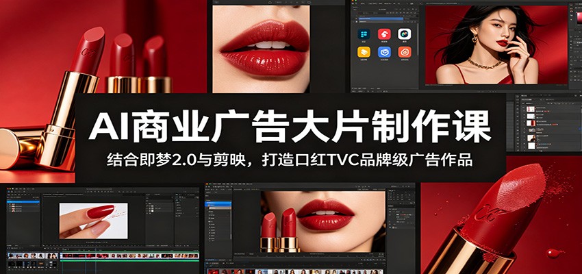 AI商业广告大片制作课：结合即梦2.0与剪映，打造口红TVC品牌级广告作品网创吧-网创项目资源站-副业项目-创业项目-搞钱项目网创吧