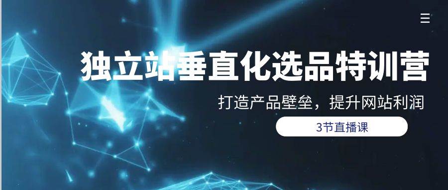 (9925期)独立站-垂直化选品训练营,打造产品壁垒,提升网站利润(3节直播课)网创吧-网创项目资源站-副业项目-创业项目-搞钱项目网创吧
