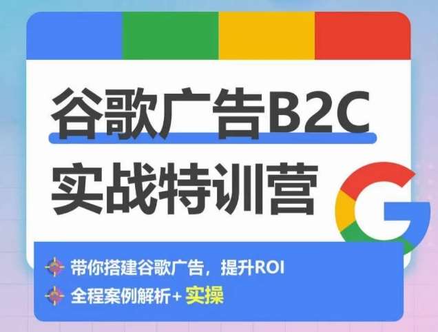 谷歌广告B2C实战特训营,500+谷歌账户总结经验,实战演示如何从0-1搭建广告账户网创吧-网创项目资源站-副业项目-创业项目-搞钱项目网创吧