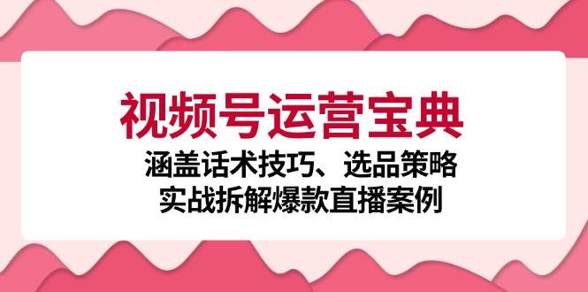 (12808期)视频号运营宝典:涵盖话术技巧、选品策略、实战拆解爆款直播案例网创吧-网创项目资源站-副业项目-创业项目-搞钱项目网创吧