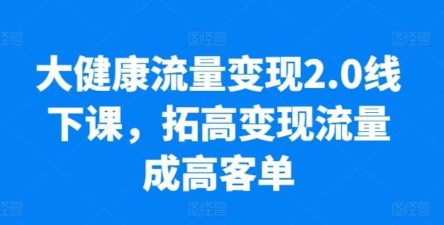 大健康流量变现2.0线下课,拓高变现流量成高客单,业绩10倍增长,低粉高变现,只讲落地实操网创吧-网创项目资源站-副业项目-创业项目-搞钱项目网创吧