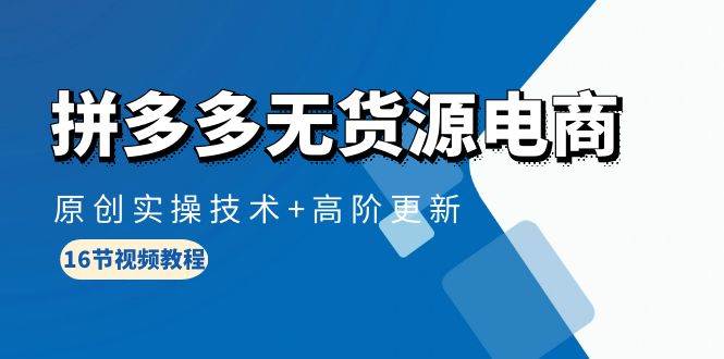 （10015期）拼多多无货源电商，原创实操技术+高阶更新（16节视频教程）网创吧-网创项目资源站-副业项目-创业项目-搞钱项目网创吧