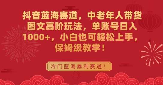 抖音蓝海赛道,中老年人带货图文高阶玩法,单账号日入1000+,小白也可轻松上手,保姆级教学【揭秘】网创吧-网创项目资源站-副业项目-创业项目-搞钱项目网创吧