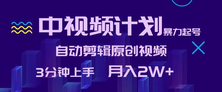 中视频计划暴力起号,自动剪辑原创视频,3分钟上手,月入2W+【揭秘】网创吧-网创项目资源站-副业项目-创业项目-搞钱项目网创吧