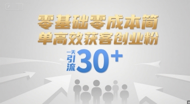 零基础零成本简单高效获客创业粉,一天引流30+网创吧-网创项目资源站-副业项目-创业项目-搞钱项目网创吧
