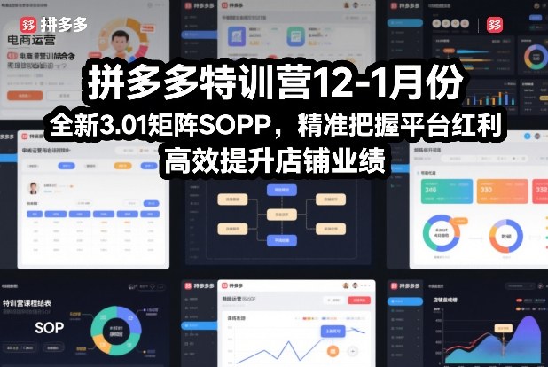 拼多多特训营12-1月份,全新3.01矩阵Sop,精准把握平台红利,高效提升店铺业绩网创吧-网创项目资源站-副业项目-创业项目-搞钱项目网创吧