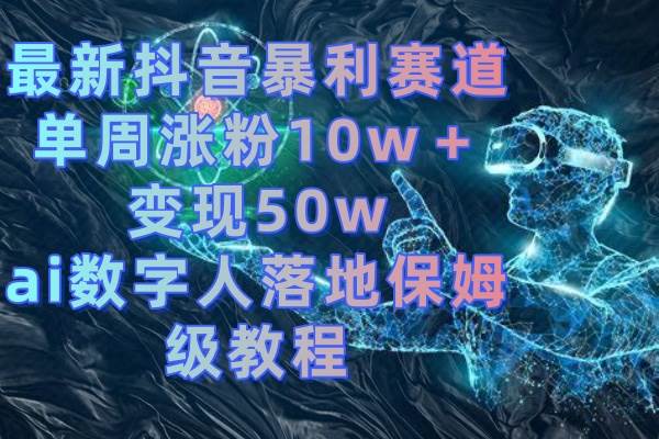 (8637期)最新抖音暴利赛道,单周涨粉10w+变现50w的ai数字人落地保姆级教程网创吧-网创项目资源站-副业项目-创业项目-搞钱项目网创吧