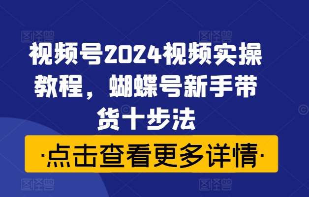 视频号2024视频实操教程,蝴蝶号新手带货十步法网创吧-网创项目资源站-副业项目-创业项目-搞钱项目网创吧