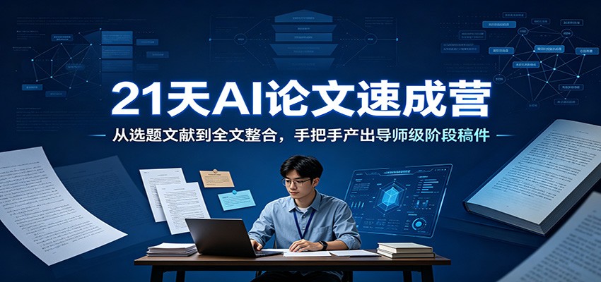 21天AI论文速成营:从选题文献到全文整合,手把手产出导师级阶段稿件网创吧-网创项目资源站-副业项目-创业项目-搞钱项目网创吧