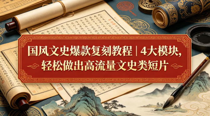 国风文史爆款复刻教程|4大模块,轻松做出高流量文史类短片网创吧-网创项目资源站-副业项目-创业项目-搞钱项目网创吧