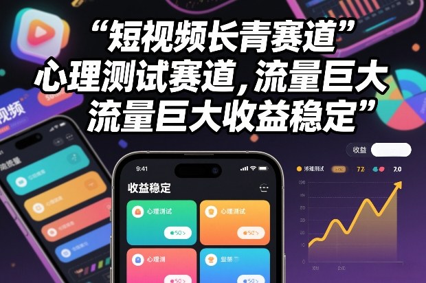 短视频长青赛道,心里测试赛道,流量巨大,收益稳定网创吧-网创项目资源站-副业项目-创业项目-搞钱项目网创吧