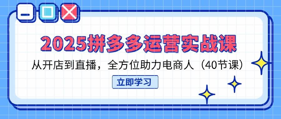 (14259期)2025拼多多运营实战课,从开店到直播,全方位助力电商人(40节课)网创吧-网创项目资源站-副业项目-创业项目-搞钱项目网创吧